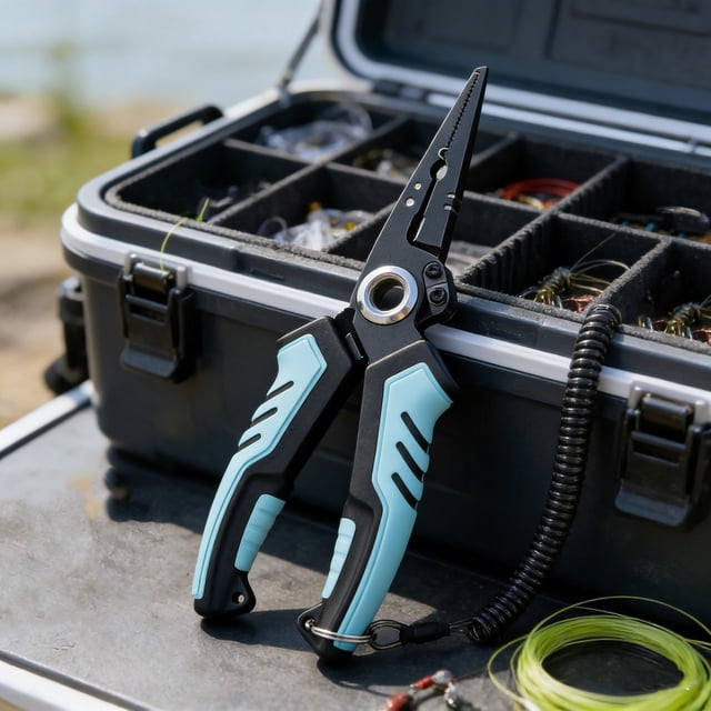 Weloille Multifunctional Fishing Pliers Set, 1 Piece Stainless Steel Fishing Line Cutter with Lanyard and Storage Bag, Rust Resistant Hook Remover Tool, Suitable for Freshwater Saltwater Fishing