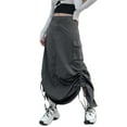 thumbnail image 3 of Women Long Skirt with Adjustable Drawstring, Solid Color Casual Style Loose Summer Clothing, 3 of 9