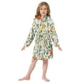 thumbnail image 6 of FORMRS Niños Bathrobe Unisex Hooded Robe Soft Plush Pajamas Sleepwear, Size 2-3T, Green Floral Pattern, 6 of 7