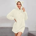 thumbnail image 2 of gakvbuo Hooded Sweatshirts Dress For Women V Neck Warm Long Sleeve Mini Sweater Dress Pajamas Outdoor Street Daily Casual Sleepwear, 2 of 9