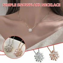 Latrodar Snowflake Pendant Necklace Clavicle Chain Light Temperament Silver, rose gold up to 50% Off