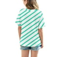 thumbnail image 4 of AUNVITO Girls Short Sleeve T shirt Kids Summer Oversized Striped Crew Neck Tops Casual Basic Tee 5-14Years, 4 of 8
