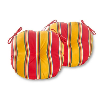Greendale Home Fashions 15" Round Outdoor Bistro Chair Cushion, Set of 2, Carnival Stripe