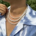 thumbnail image 4 of K-KED 3 Types 925sterling Silver White Pearl Beaded Chains Necklace For Men Women-8mm-45cm, 4 of 9