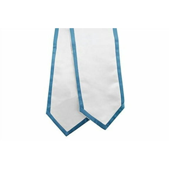 Honors Graduation Academic Stoles/Sashes with Classic End and Trim (White w/Light Blue Trim)