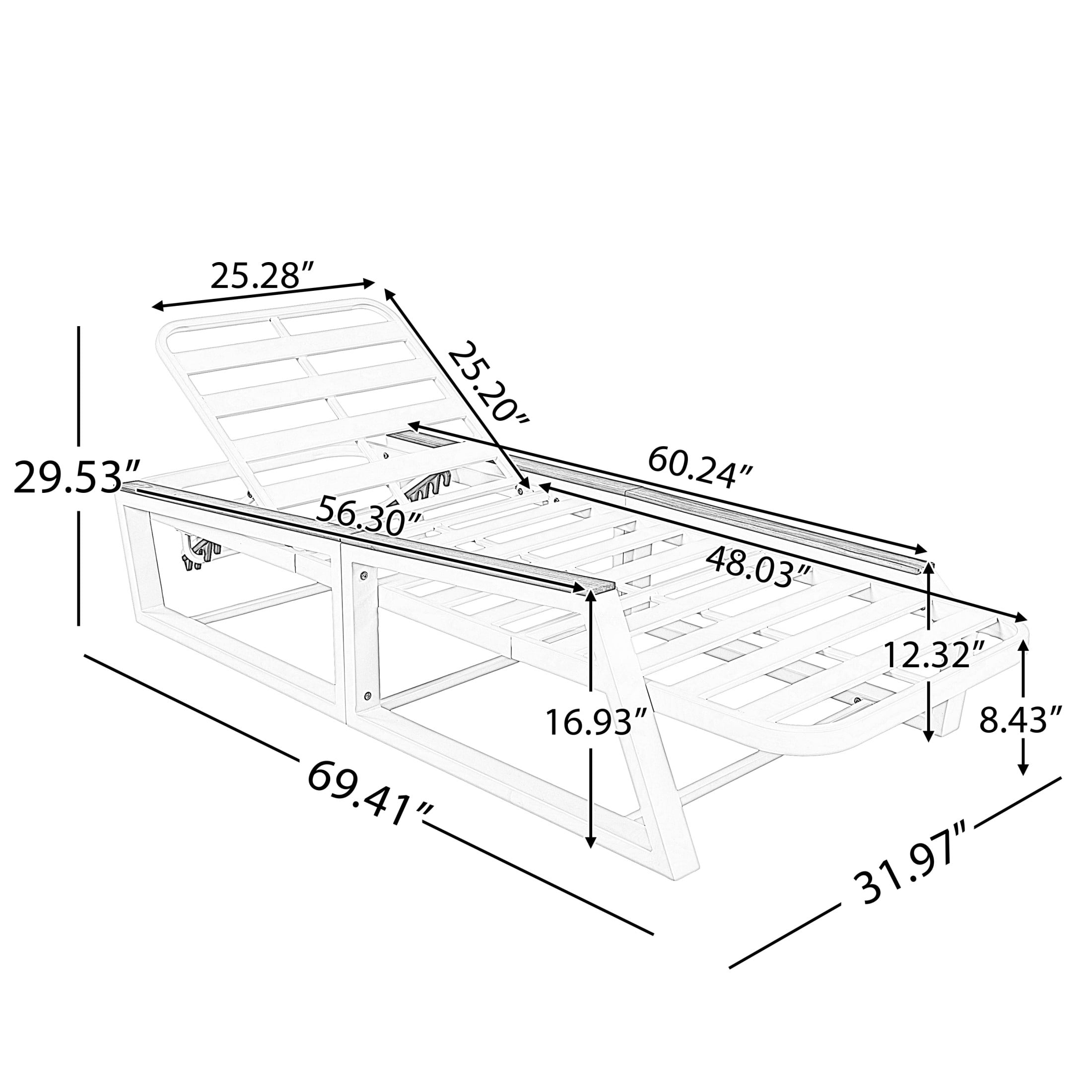 Christopher Knight Home Outdoor Chaise Lounge with 5-Position Adjustable Back, Iron Frame, White