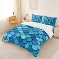 thumbnail image 2 of Homewish Kawaii Mermaid Scales Duvet Cover Queen,Ocean Animal Queen Bedding,Blue,Reversible,3pcs,1 Duvet Cover and 2 Pillowcases, 2 of 6
