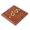 thumbnail image 4 of 5X 86 Type Solid Wood Panel Switch Wall Light Retro Brass Toggle Switch Wood Grain Electrical Switch Socket 2- Switch, 4 of 8