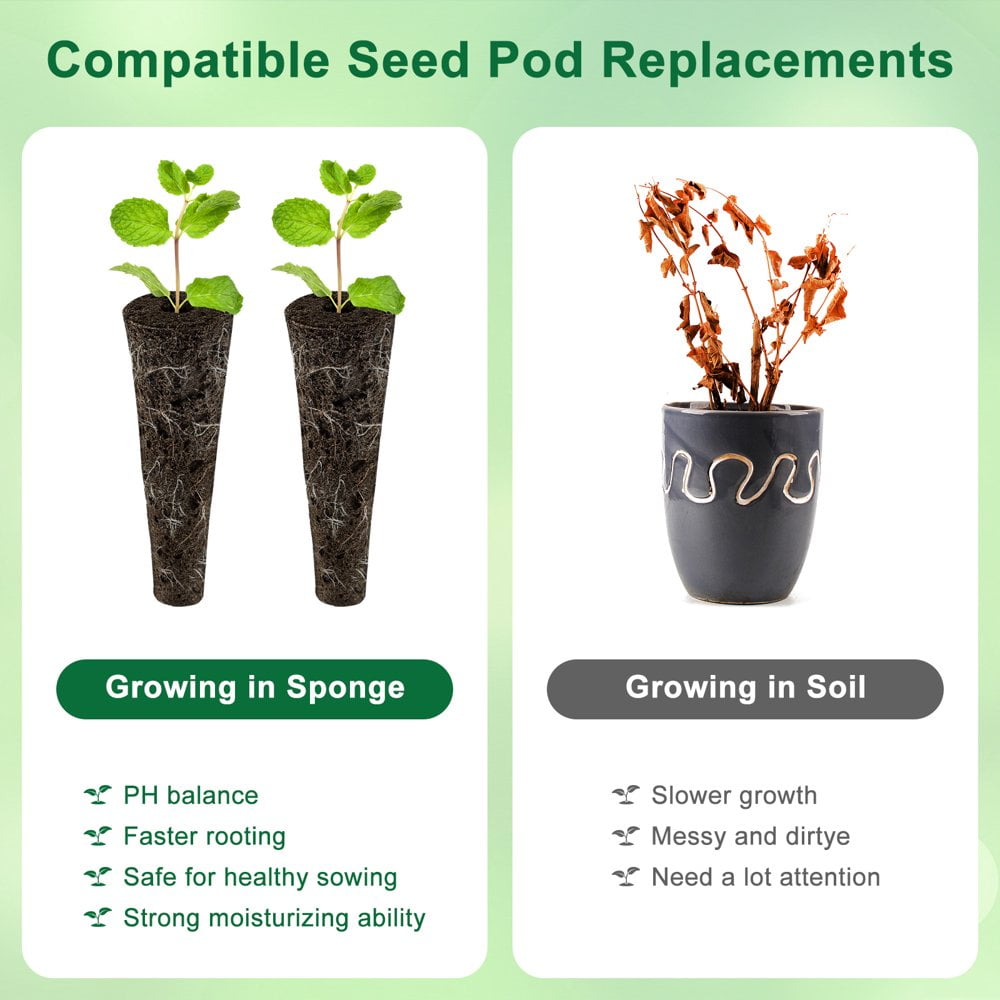 100-Pack Root Grow Sponges For Aerogarden & Hydroponics - Seed Pods, Plastic, USA Seller
