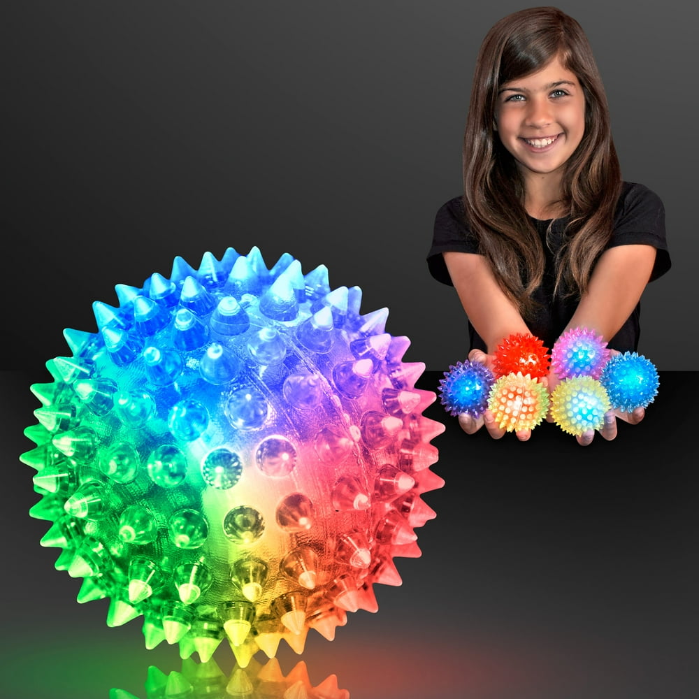 FlashingBlinkyLights Soft Spike Flashing Light Up Bounce Balls (Set of