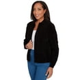 thumbnail image 3 of Alfred Dunner Womens Zip-Front Chenille Collared Cardigan, 3 of 4