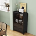 thumbnail image 5 of S-HOME Versatile Storage Cabinet Featuring 4 Iron Doors Adjustable Shelf Metal Frame For Kitchen Or Living Room, Black, 5 of 7