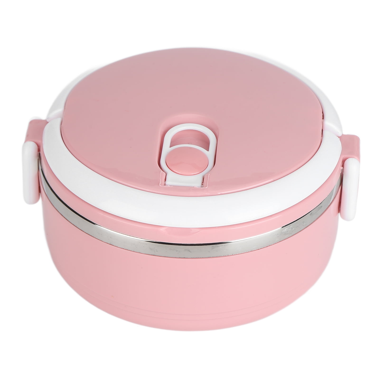 Brrnoo Stainless Steel Thermal Lunch Box Stackable Insulated Box Round Sealed Food Containers Pink