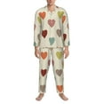 thumbnail image 3 of Naloa Heart Polka Dot Men’s Pajamas Set - Long Sleeve Button Down Sleep Shirt and Pajama Bottoms Sleepwear Set-Large, 3 of 7