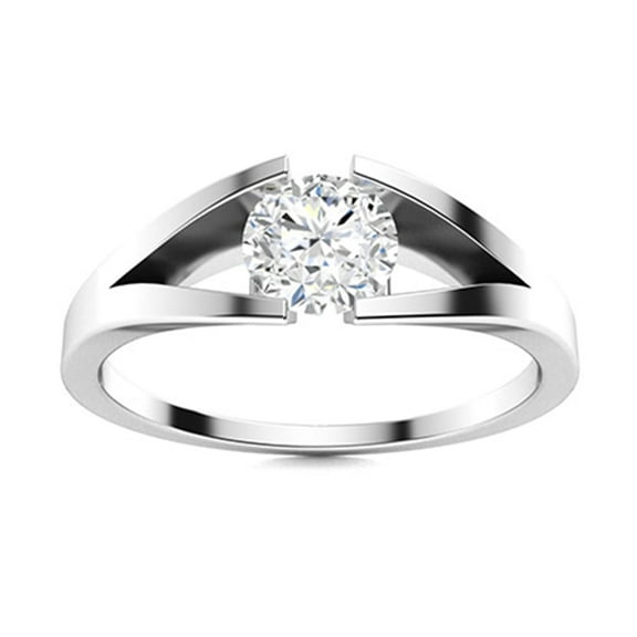 Mooneye 0.50 Ctw Moissanite Diamond 925 Sterling Silver Split Shank Solitaire Women Gifts Ring