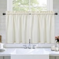 thumbnail image 1 of Haperlare Kitchen Curtain 30"W x 24"L Waffle Woven Textured Light Filtering Tier Curtains for Bathroom Cafe, Ivory, 2 Panels, 1 of 8