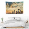 thumbnail image 4 of Chilfamy  Tapestry, Skyline Picnic Mat Hippie Trippy Tapestry Wall Art Meditation Decor for Bedroom Living Room Dorm,60x40 Inch, Dusk Blue Orange 60x40in, 4 of 7