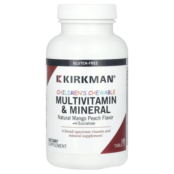 Kirkman Labs Children's Chewable Multivitamin & Mineral, Natural Mango Peach, 120 Tablets