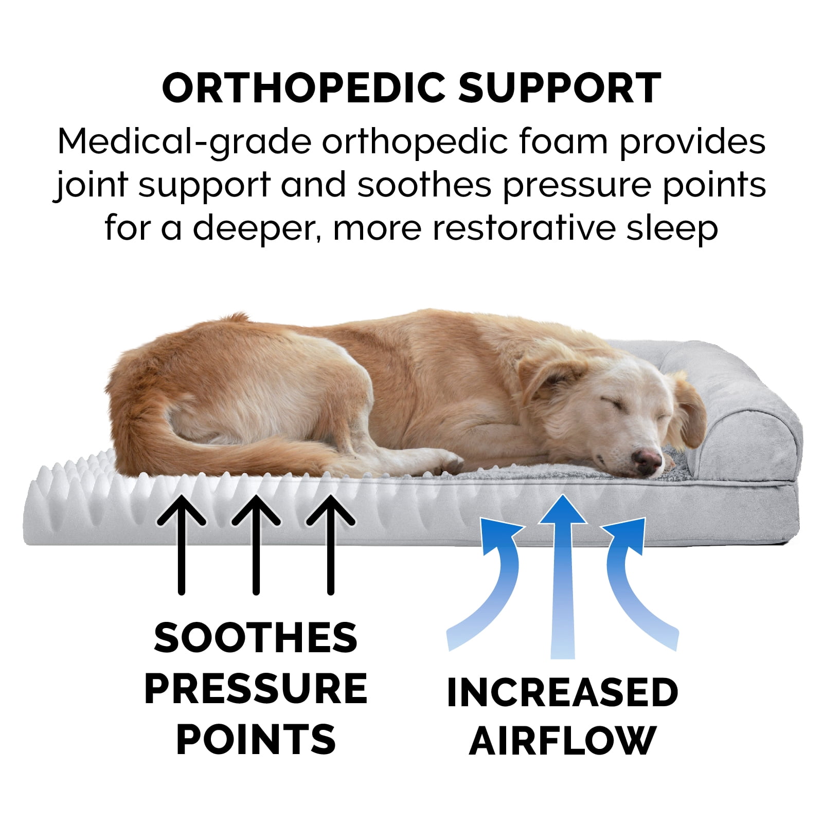FurHaven Plush & Suede Orthopedic Sofa Pet Bed for Dogs & Cats - Gray, Jumbo