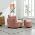 thumbnail image 3 of 42.2"W Oversized Swivel Chair with Half Moon Storage Ottoman, Chenille Swivel Barrel Chair, Comfy Round Swivel, Modern Upholstered Single Sofa Armchair for Nursery,LivingRoom,Bedroom, Pink, 3 of 8