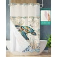 thumbnail image 3 of No Hook Shower Curtains, Sea Turtle Coastal Small Shower Curtains with Snap in Liner, Vintage Summer Beach Coral Ocean Waterproof Washable Fabric Bathroom Shower Curtain Sets, 36" x 78", 3 of 7