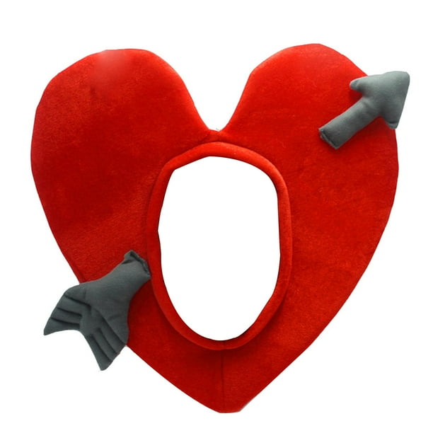 Funny Red Heart Hat Cartoon Photo Prop Headgear Disfraz Head Warm Cover Headwear Diadema para , niñas, de San Valentín, Disfraces Hugo Escucha eso
