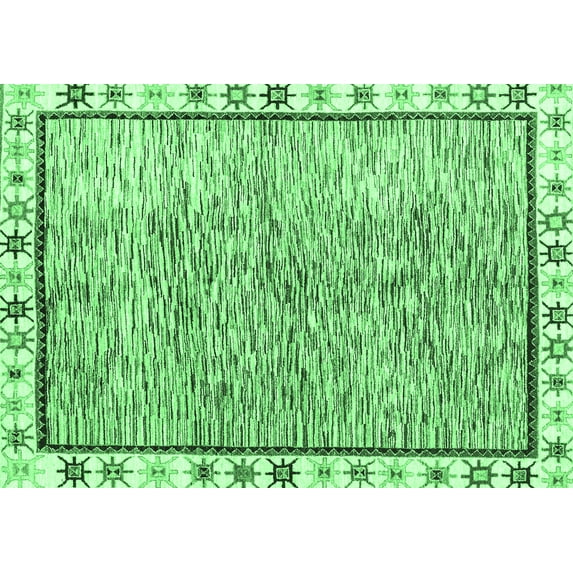 Ahgly Company Indoor Rectangle Abstract Emerald Green Modern Area Rugs, 7' x 9'