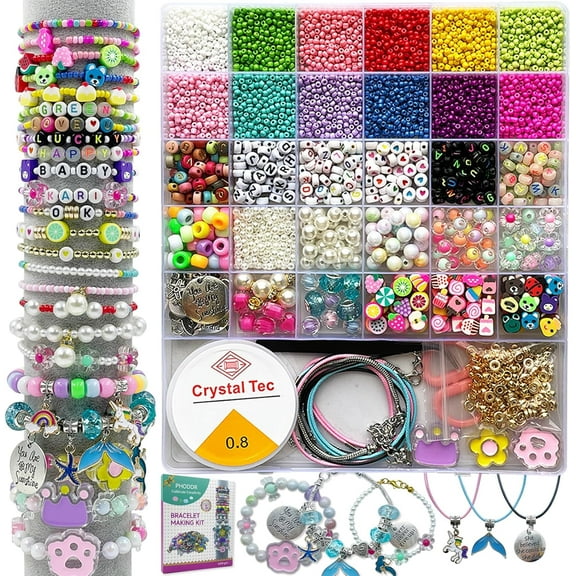 4300pcs Beads Bracelet Making Kit ，Beads for Jewelry Making Kit Supplies, Friendship Bracelet kit， Birthday Christmas Gifts for Girls Ages 5 6 7 8 9 10 11 12 Years Old