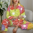 thumbnail image 6 of Pajama Sets for Women 2 Pcs, colorful Lemon Button Down Long Sleeve Sleepwear Lounge PJ Sets, 6 of 6