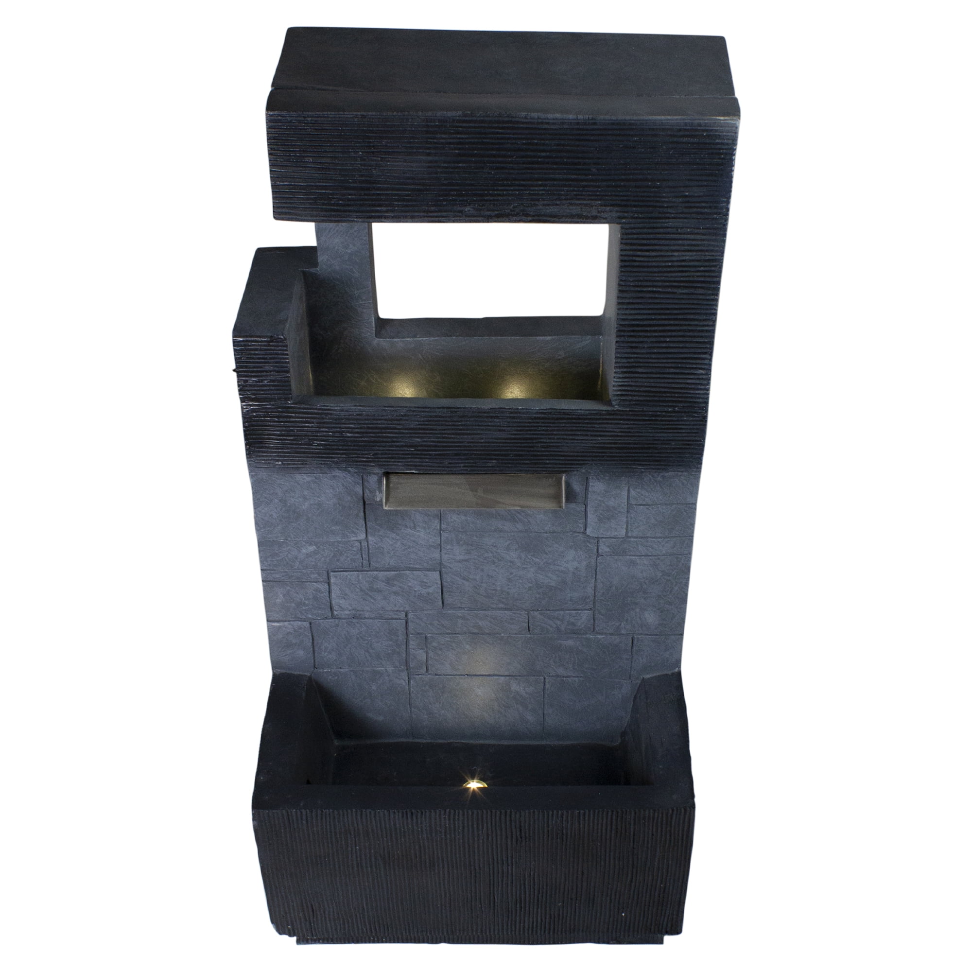 Northlight 35.5" Black and Gold Modern Outdoor Garden Water Fountain