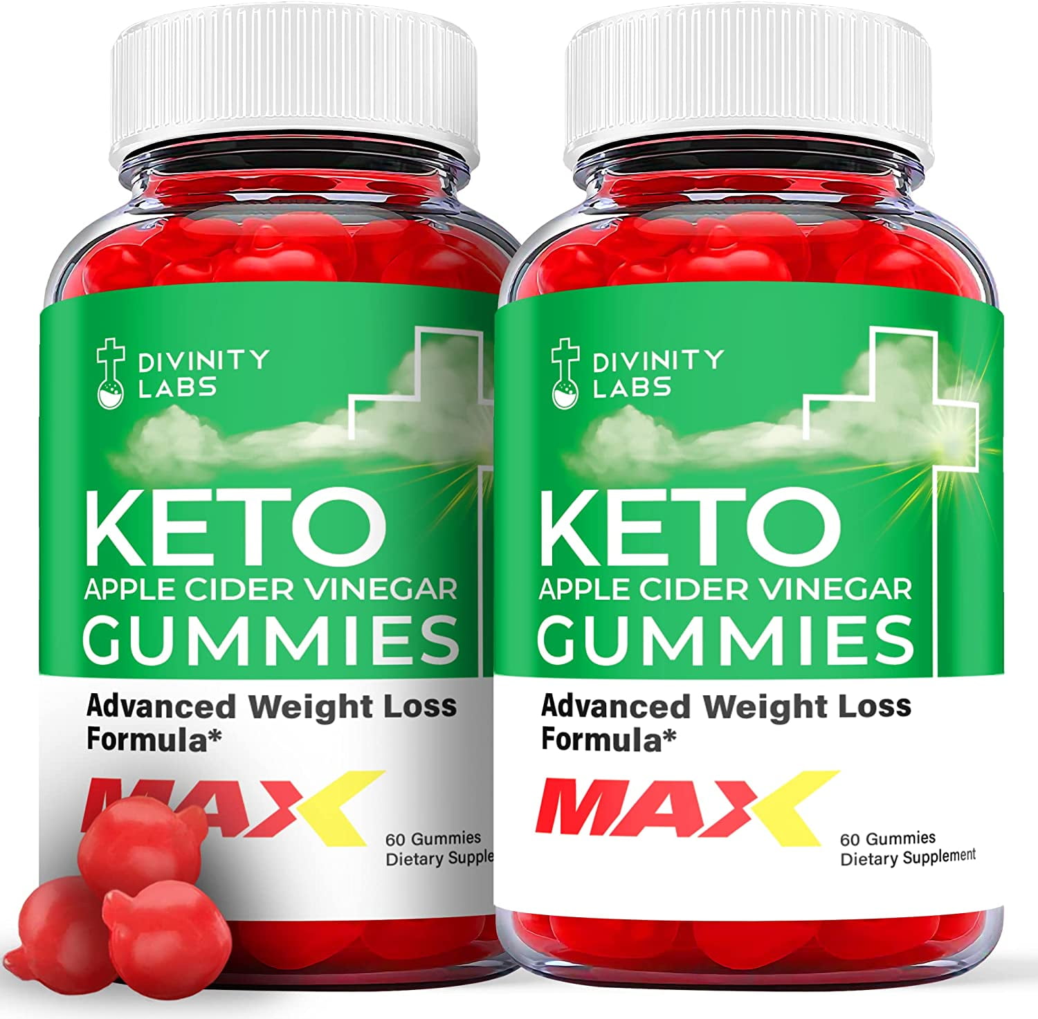 (2 Pack) Divinity Labs Max Keto ACV Gummies Supplement for Weight