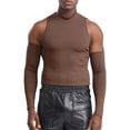 thumbnail image 3 of Camiseta con hombros descubiertos para hombre, Top corto acanalado, informal, con cuello simulado, manga larga, Jersey ajustado, ropa para fiesta Rave y discoteca, 3 of 5