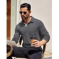 thumbnail image 2 of COOFANDY Mens Long Sleeve Polo Shirts Basic Casual Button T-Shirt Lightweight Pullover Shirts Khaki, 2 of 6