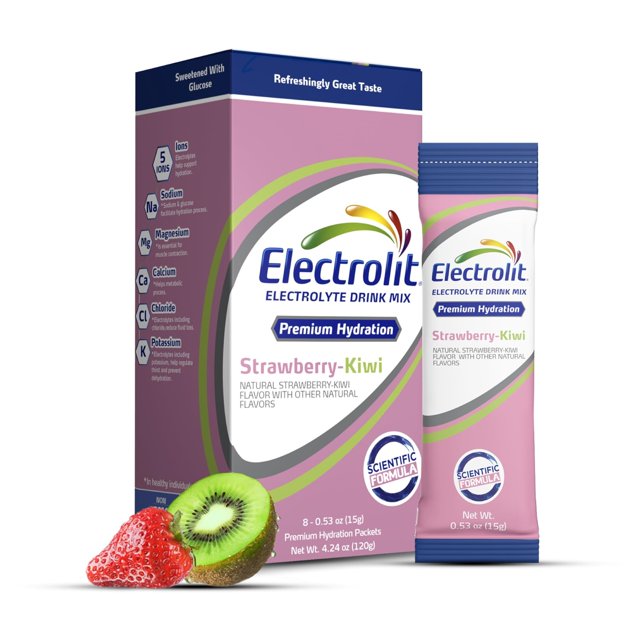 Paquetes de electrolitos en polvo Electrolit Strawberry Kiwi, paquete de 8