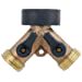 thumbnail image 2 of Fiskars 581296 Green Thumb Brass 2-Way Connector, 2 of 2