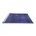 thumbnail image 2 of Ahgly Company Machine Washable Indoor Round Abstract Blue Modern Area Rugs, 6' Round, 2 of 4