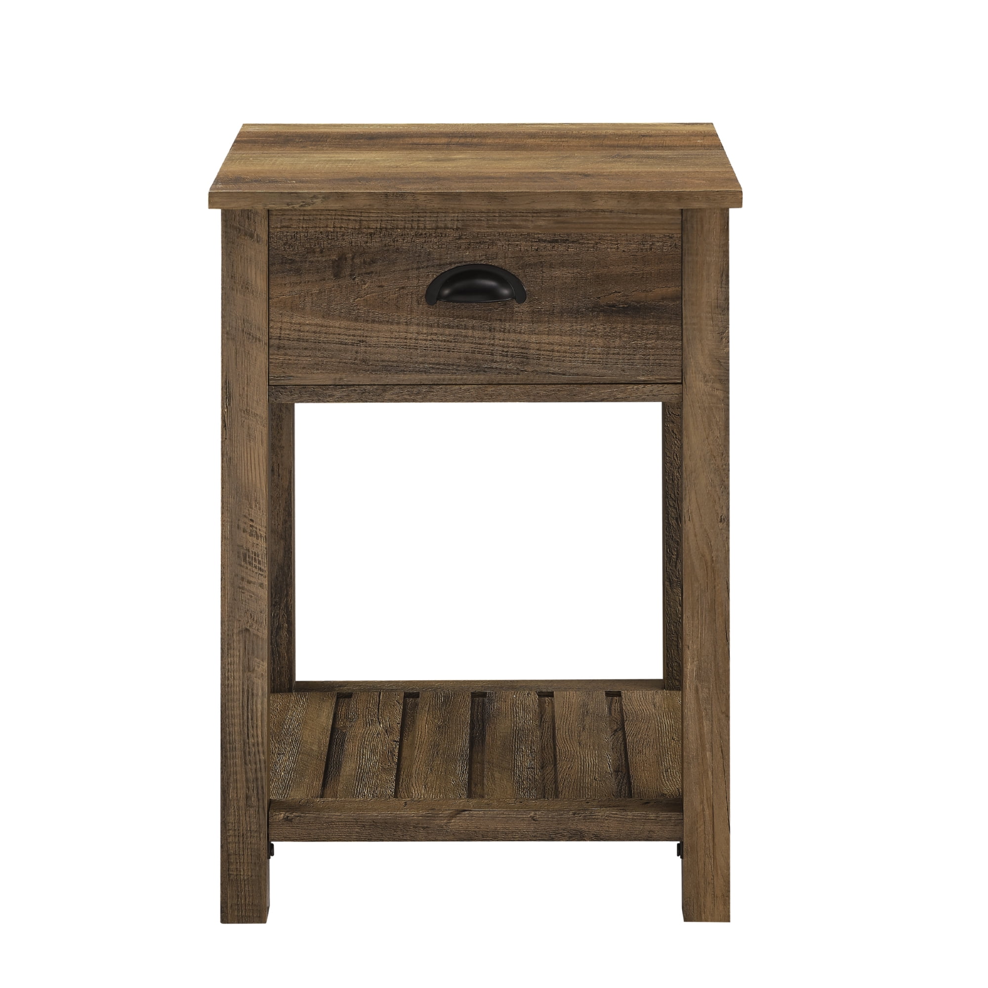 Woven Paths Farmhouse Single Drawer Open Shelf End Table, Reclaimed
