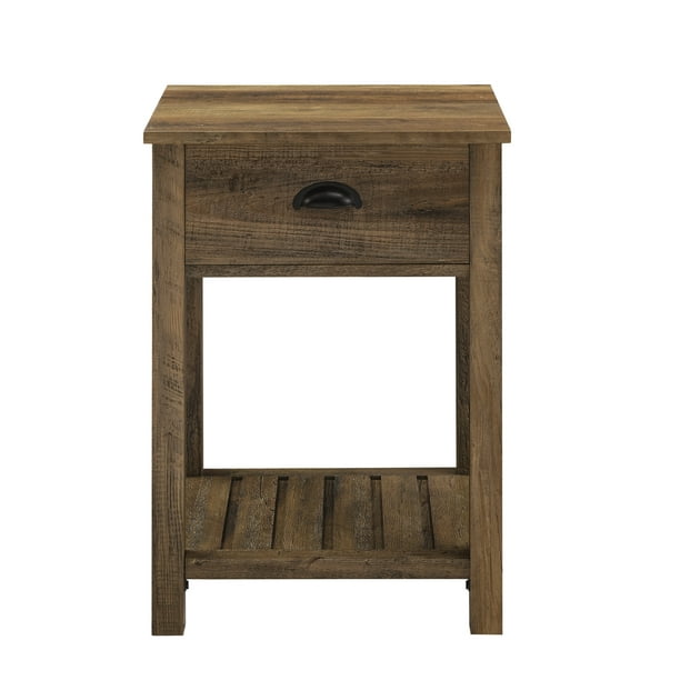 Woven Paths Farmhouse Single Drawer, Barnwood End Table With Drawer