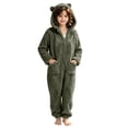 thumbnail image 2 of JOANKDMI Tween Girls Fuzzy Fleece Size 11-12 Onesie Pajamas with Cute Ears Hood and Pockets Zipper One Piece Jumpsuit Warm Fluffy Sleepwear for Winter Lounge Homewear, 2 of 7