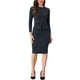 thumbnail image 1 of Vestido de trabajo ajustado de peplum para mujer Inspire Chic, cuello redondo, de manga larga, cintura alta, midi, color gris oscuro, talla M, 1 of 6