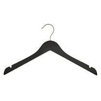 NAHANCO #20817 17" Black Rubberized Non-Slip Wooden Top Hangers (Pack of 100)