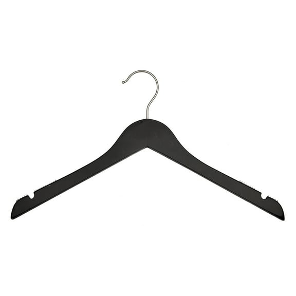 NAHANCO #20817 17" Black Rubberized Non-Slip Wooden Top Hangers (Pack of 100)