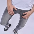 thumbnail image 6 of VSSSJ Men's Denim Pants Loose Fit Ripped Zipper Button Micro Elastic Waist Full Length Washed Jeans Casual Fashion Stretchy Street Punk Style Trousers Black02 S, 6 of 7