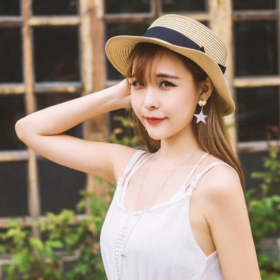 Fashion Hats Ladies Womens Summer Solid Top Hat Sun Visor Sun Straw Beach Hat
