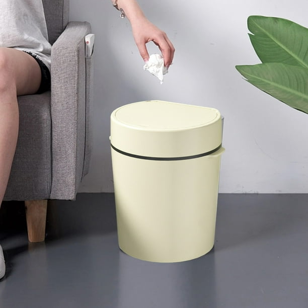 RKSTN trash can Plastic Garbage Container Bin With Press Top Lid, White,Beige,Gray,Plastic Garbage Bin,Wastebasket For Home,Kitchen,Bathroom,Garage
