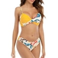 thumbnail image 2 of Qiylii Women Bikini Set, Flower/Leaves Print Bra with Low Waist Briefs Summer Bathing Swimsuit, 2 of 3