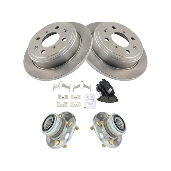 Rear Brake Pad and Rotor and Wheel Hub Kit - Compatible with 1992 - 1995, 1999 - 2000 Honda Civic 1993 1994