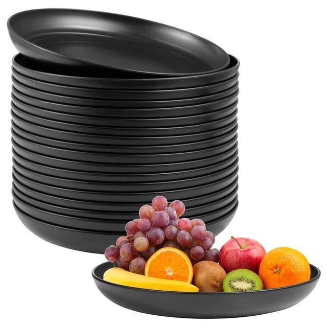 18 PCS Wheat Straw Plates, 8.9 Inches Lightweight Unbreakable Deep Dinner Plates, Reusable Plastic Plates Microwave Safe Plates for Restaurant Party Home