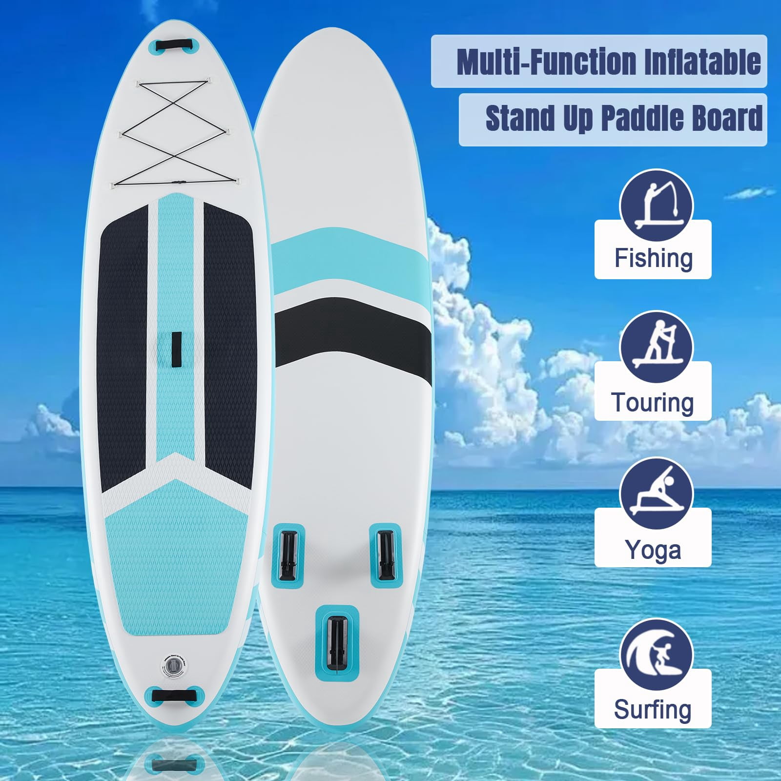 LIFERECORD Inflatable Stand Up Paddle Board 10.5ft with SUP Accessories, 2-in-1 Aluminum Paddle, Wide Stable Design Non-Slip Deck, Ultra Portable iSUP with Backpack for Adults Youth Beginners