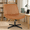 Brown, variant on QUIOCOZY Wide Criss Cross Legged Chair, Swivel Office Desk Chair, Height Adjustable PU Leather, Comfy Computer Task Seating & Vanity Makeup Chair for Home & Office, Armless & No Wheels
